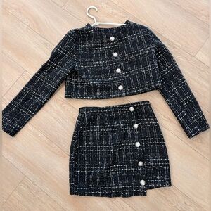 Shein Chic Black and White Plaid Two-Piece Set